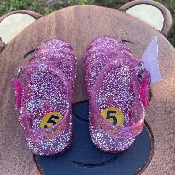 Oshkosh B’gosh Marie Jelly toddler girl sandals glittery pink size 5 - NWT - Picture 5 of 16